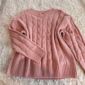 DAZY Cable Knit Babydoll Pink Sweater